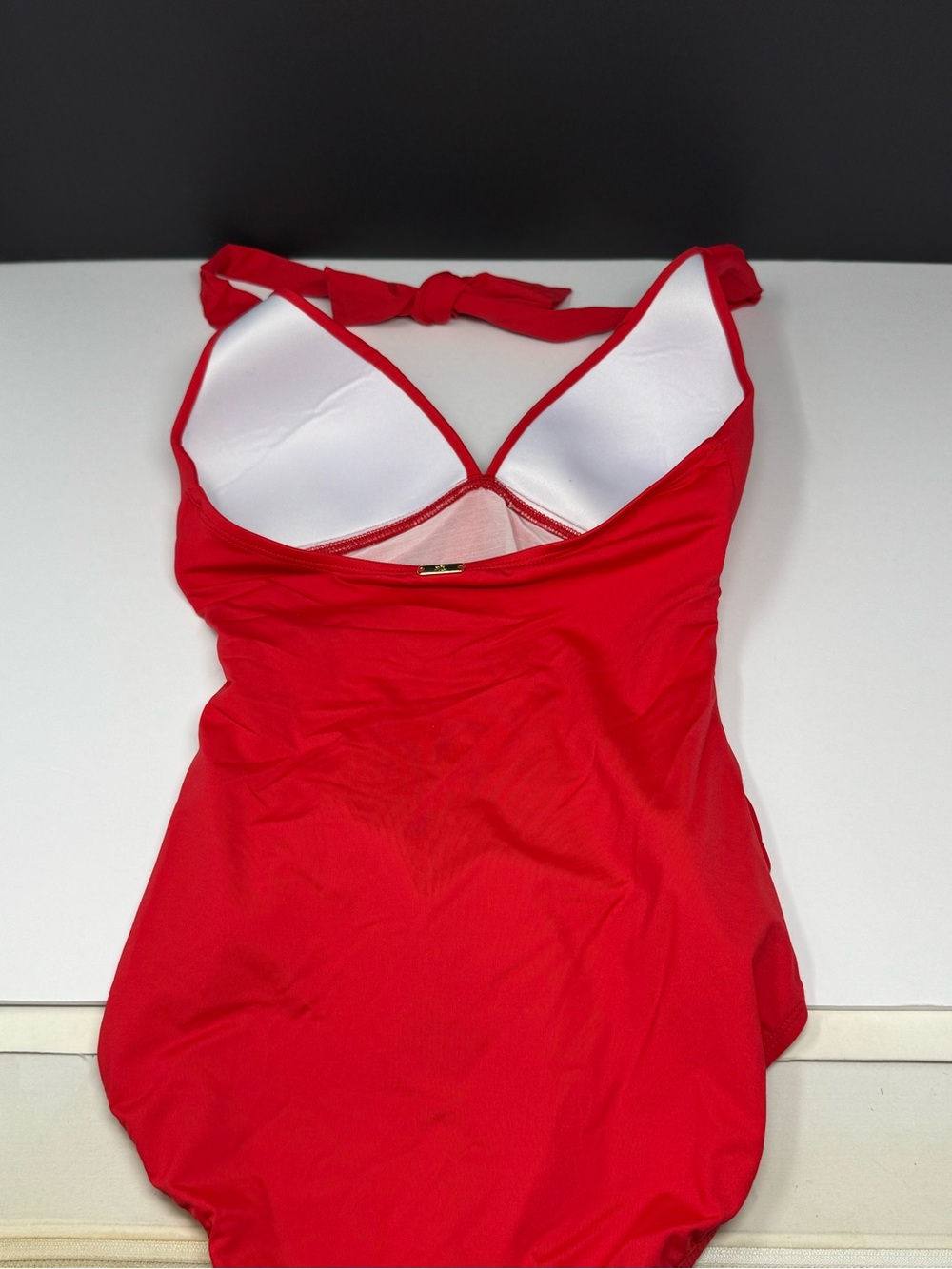 NWOT Lauren Ralph Lauren Black Label Beach Club Halter 1 pc Swimsuit Red Sz 2 J9 - Picture 2 of 4